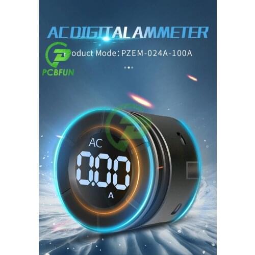 Ammeter PZEM 024A 100A Round LCD Digital Ammeter AC30V500V AC Current Meter with Coil CT for Car Automobiles Ampermeter