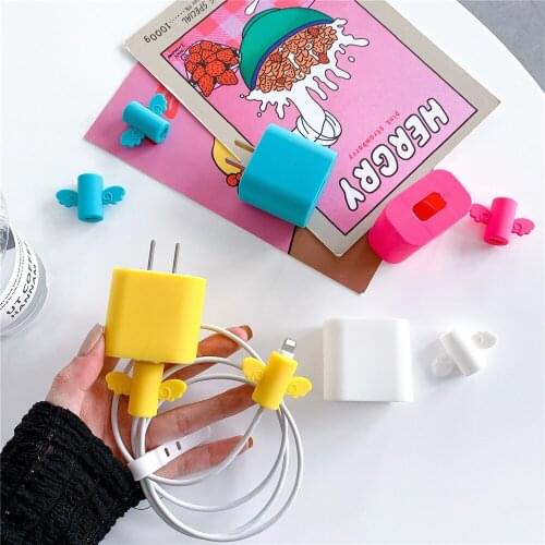 Angel USB Cable Protector Cartoon Cute Protector Cable Charger Silicone Anime Cable Bite Organizer For IPhone 18/20W Organizador