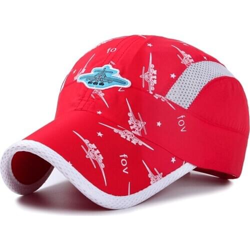 QBHAT Summer Children Quick Dry Net Cap Cartoon Plane Printing Boys Girls Sport Cap Kids Baseball Caps Sun Visor Cap