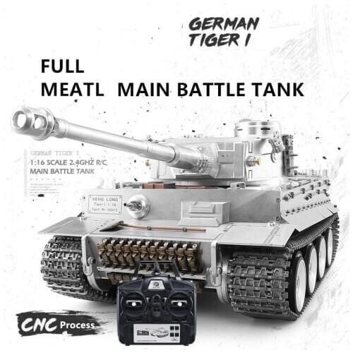 Full Metal Simulated RC Main Battle Tank 360 Degree Rotation Turret Swing Barrel Imitate Sound Smoke Light Effect Recoil RC Tank