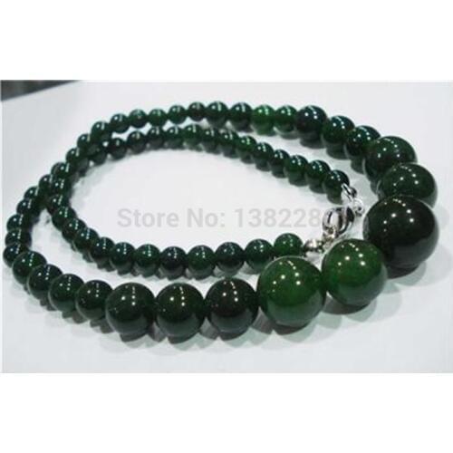 Deep green chalcedony 6-14mm round shape beads necklace 18 inch 2piece/lot best selling jewelry fashion style wholesale