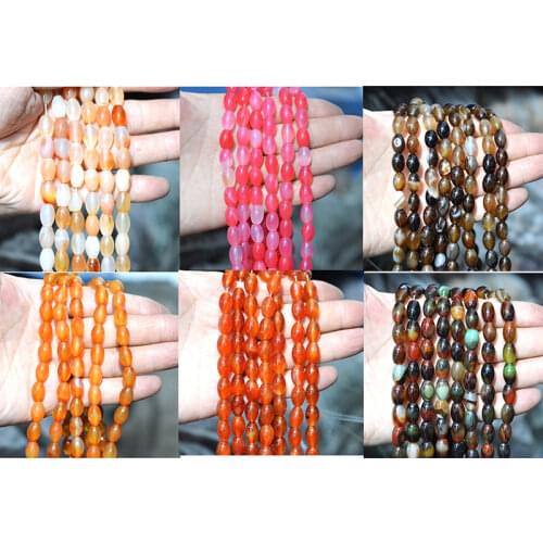 FLTMRH 8x10mm Olivary Rice Botswana Agates Beads Natural Stone Beads DIY Loose Bead For Jewelry Making Strand