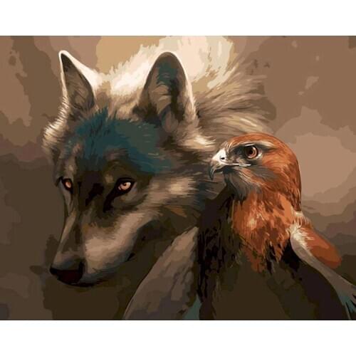 Gatyztory Frame Eagle Wolf Paint By Numbers For Adults Kids Handpainted Oil Painting Animal Canvas Drawing DIY Gift Wall Decor