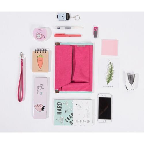 Hot eco-friendly make up storage bag solid stationery pencil case students large capacity pencil bag organizer