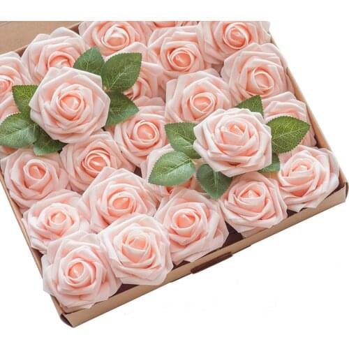 25pcs Simulation Artificial Flowers Foam Fake Roses With Stems Plant Party Arrangements Home Decoration Wedding Bouquets