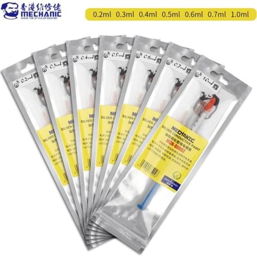 MECHANIC 0.2/0.3/0.4/0.5/0.6/0.7/1.0ml Silver Conductive Glue Wire Electrically Paste Adhesive Paint For PCB Repair with Needle