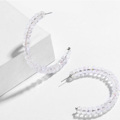 Fashion Jewelry Bijoux Glass Crystals Big Hoop Earrings for Women Korean Style Trendy Earring