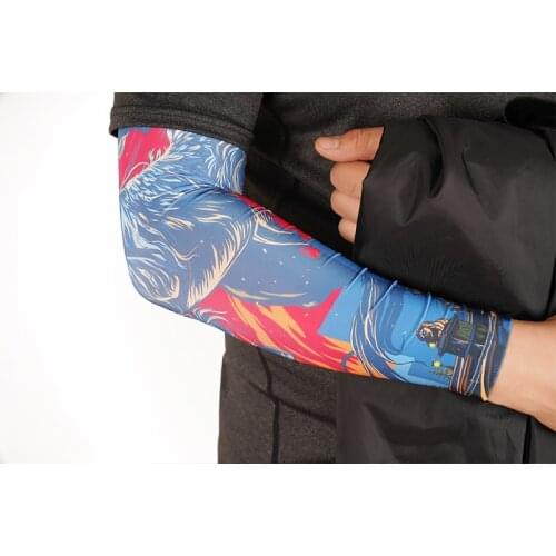 Mens Chinese Tattoo Anti-ultraviolet Sunscreen Arm Sleeves Sunscreen Special Ice Cold Sunscreen Printing Arm Sleeves Cycling