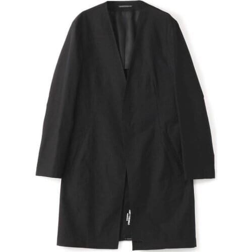 Mens new urban youth fashion trend Yamamoto collarless bust jacket trench coat