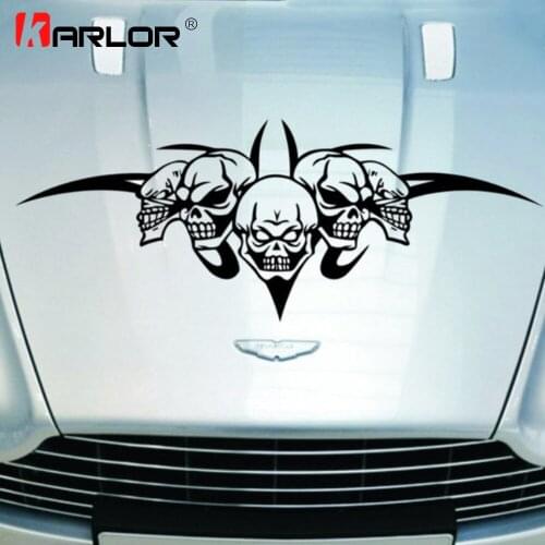 Big Size 60x20cm 3D Skulls Car Hood Size Door Stickers Decal Personality Waterproof For Decoration Auto Car Accessories Styling