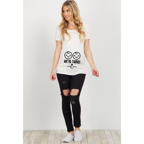 Twins Are Loading 2020 New Summer Pregnancy Tee Baby Print Women Maternity Pregnant Short Sleeve T-shirt Funny Top