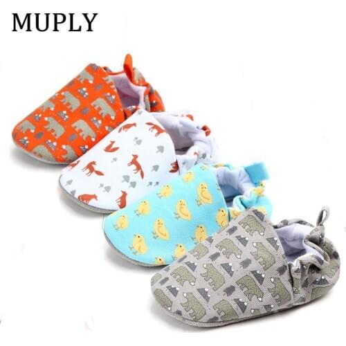 Baby Girls Boys Shoes Spring First Walkers Soft Soled Infant Toddler Cute Animal Fox Bear Soles Crib Shoes Footwear for Newborn