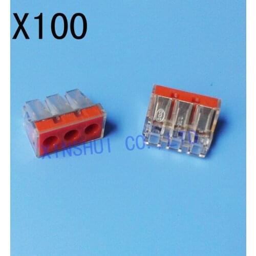 100pcs/lot Wire connector 773-173 Push Wire Wiring Connector For Junction Box 3 Pin Conductor Terminal Block AWG 14-10