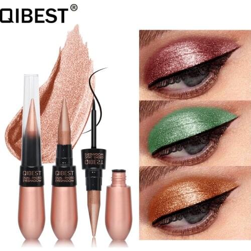 Qibest Real Colorful Charm 2 Use Pen silkn soft Dynamic Eyeliner Soft Eyeshadow Makeup Cosmetic Gift for Women Hot Selling
