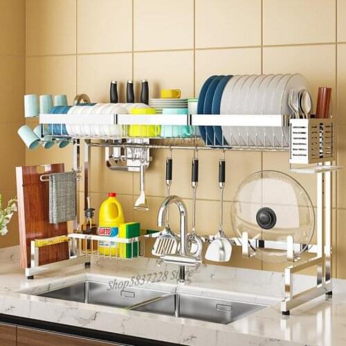 Stainless steel sink drain rack kitchen dish rack household kitchenware storage rack tableware filter rack