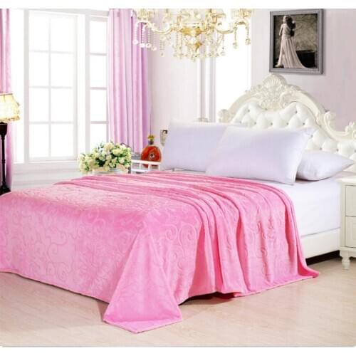 Pink Embossed Blanket Super Soft Warm Solid Coral Fleece Blanket Throw Rug Sofa Bedding bed sheet for beds покрывало на кровать