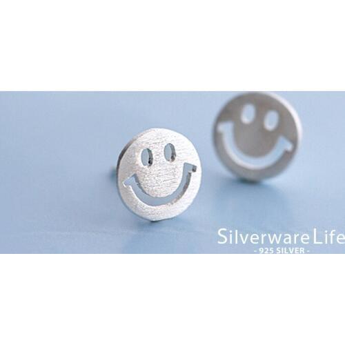 Real 925 Sterling Silver Jewelry For Women Cute Smile Face Earring Stud Small Stud Earring For Girls Wholesale
