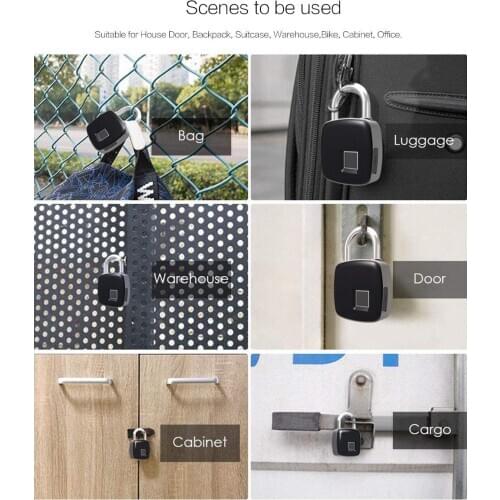 Smart Keyless Fingerprint Lock USB Rechargeable Access IP65 Waterproof Anti-Theft Security Padlock Door Luggage Case Lock New