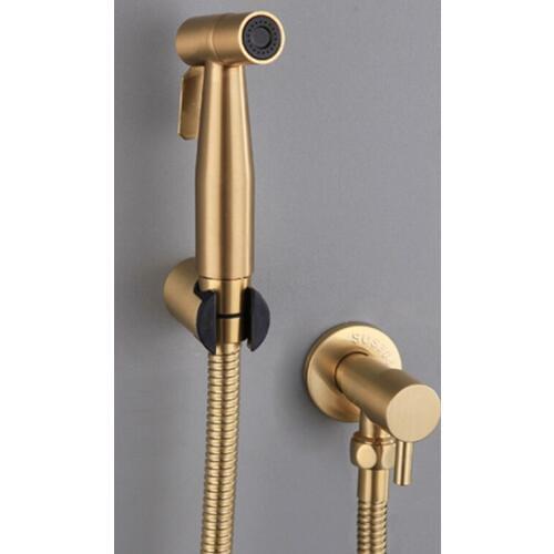 Toilet Bidet Faucet Brush Gold Single Cold Water Toilet Corner Valve Handheld Hygienic Shower Head Wash Pet Sprayer Airbrush Tap