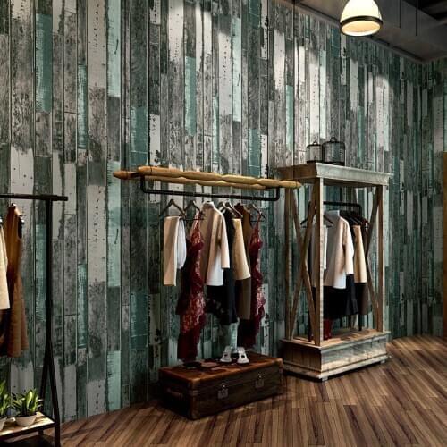 Antique and nostalgic wood grain wallpaper Bar Cafe Restaurant industrial style hairdressing clothing shop wallpaper