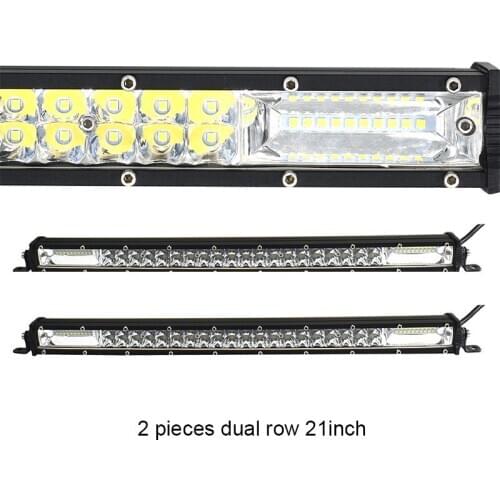 2 Pieces 20 Inch Singht Row LED Light Bar 180W IP67 6000K Car Led Lamp for Off-road Truck Trailer Forklift Trains Boats 12V