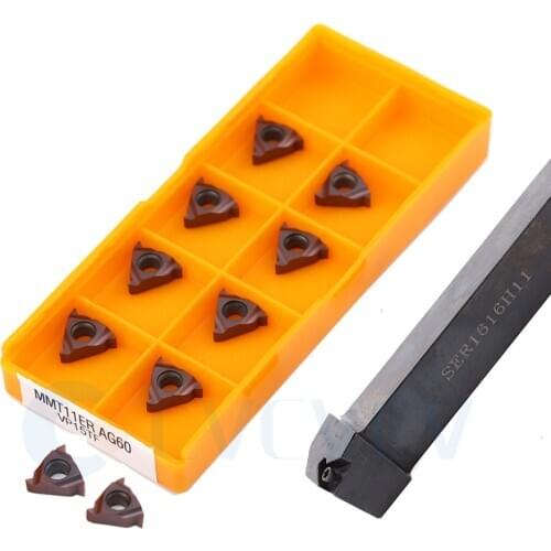 CNC Lathe External Thread Lathe Tool Holder SER1010 SER1212 SER1616H11 +10pcs 11ER 11IR AG60 AG55 Carbide Thread Turning Inserts