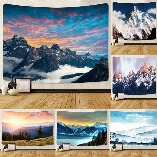 Misty Forest Tapestry Foggy Mountain Tapestries Magical Tree Wall Hanging Nature Woodland Wall Decor for Living Room Bedroom