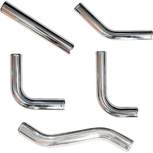 Universal Aluminum Tube Set 500MM Polished Aluminum Turbo Intercooler 2.5 Inch Air Intake Pipe L/S Type Length 500mm
