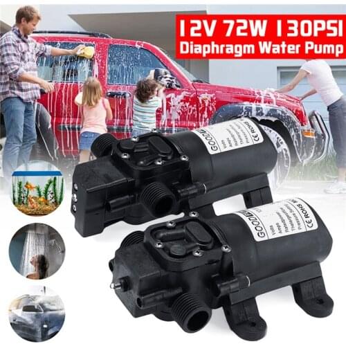 DC 12V 130PSI 6L/min Electric Water Pump Black Micro High Pressure Diaphragm Water Pump Sprayer Car Wash 12V 72W Pump