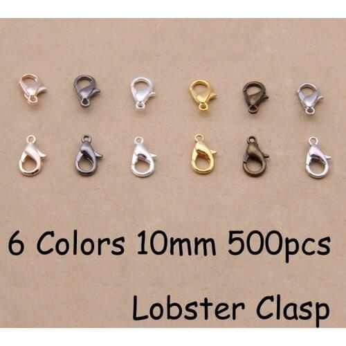 YAGE 10MM 500PCS 6 Colors Zinc Alloy Lobster Clasp.Gold,Bronze,Rhodium,Rose Gold,925 silver Jewelry Findings for jewelry making