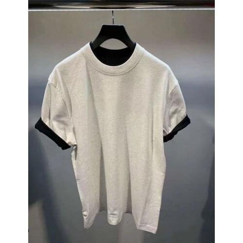 Women O-Neck T-Shirt Lady Letter Printed Fake Two-Piece Tee Short Sleeve Female Casual Tops 2021 Sping Summer