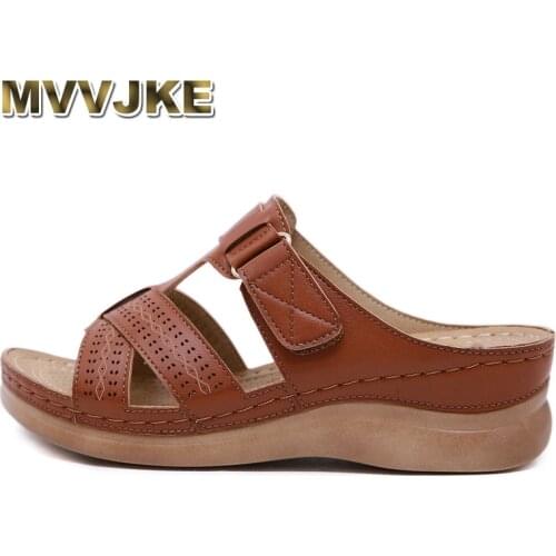 MVVJKENew Fashion Women slippers Summer Platform Sandal Shoes Woman Peep Toe Leather Casual flip flop womens slippers