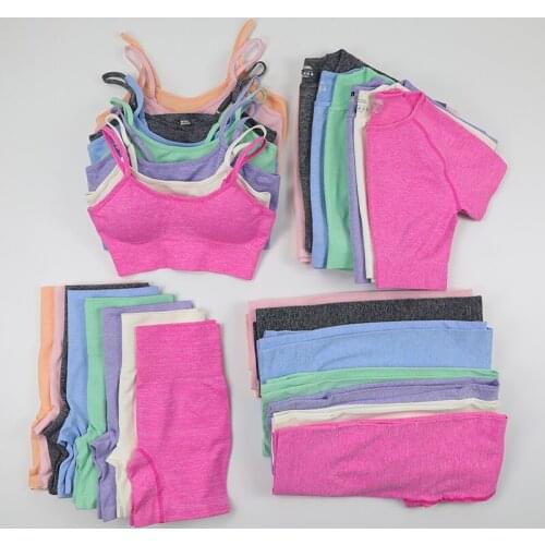 2/3/4 Piece Yoga Set Women Crop Top Fitness Sport Suit Push Up Bra Seamless Leggings Clothing Female Gym Wear Running Clothes