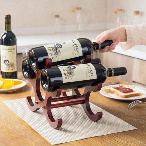 1Pcs European Style Wooden Wine Rack Living Room Wine Organizer Creative Wine Bottle Holder Bar Accessories Home Bars