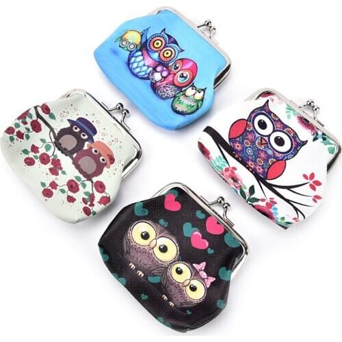 1pcs Canvas Carteira Feminina Women Purse Lovely Owl Pattern Printing Hasp Small Wallet Women Cute Coin Purse Wallet