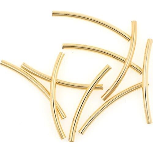 10PCS Gold Color Brass Curved Tube Spacer Beads Connector for Necklace Bracelet Jewelry Making
