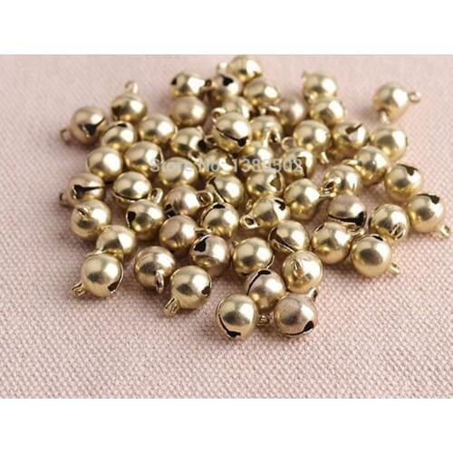 200pcs/lot Top Quality Light gold color 7.5mm small bell Loose Beads Jewelry Christmas Decoration