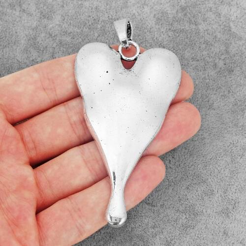 3PCS Large Heart Charms Pendants DIY Necklace Jewelry Findings