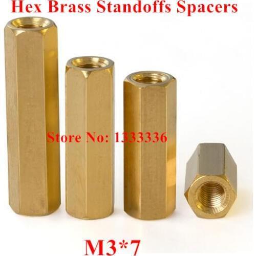 300pcs M3*7 Hexagonal Brass standoffs spacer Hex Long nut M3 Female Thread Spacing Screws PCB Board Pillar