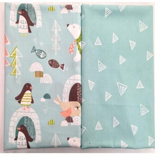 50x40cm South Pole Bear Penguin Printed Cotton Fabric Bundle For DIY sewing Doll Cloth Home Decoration
