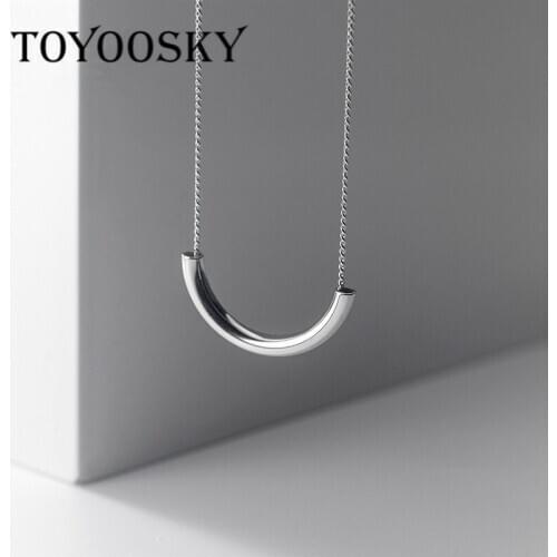 925 Sterling Silver Geometric Half Arc Pendants Choker Necklace Female For Women Accessories Gift Minimalist Fine Jewelry 2020