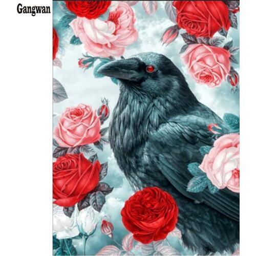 Bird Diamond Mosaic Sale Diamond Embroidery crow Flower Pictures Diamond Painting Full Square round New Arrival Rhinestones art
