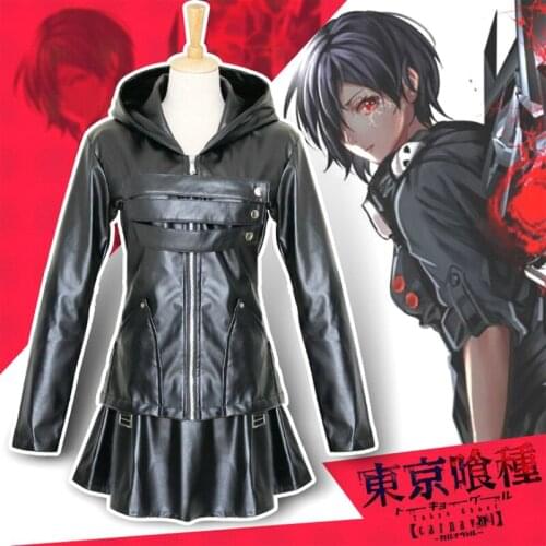 Anime Tokyo Ghoul Cosplay Costume Touka Kirishima Cosplay Costumes Female Fighting Dress(top+skirt) Halloween Clothing