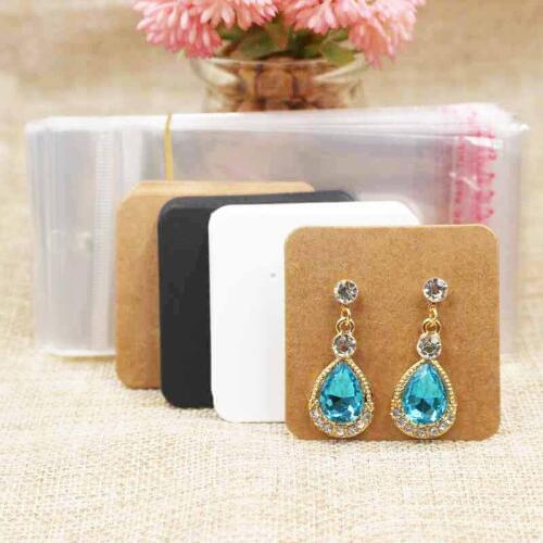 Multi color paper stud earring tag card cardboard small cute drop earring display card hang tag 100pcs+100 plastic bag per lot