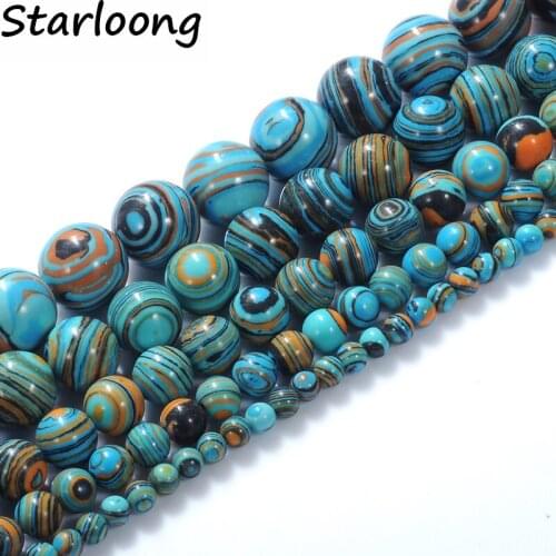 Natural Blue Malachite Stone Round Loose Ball Beads 15" Strand 4 6 8 10 12MM For DIY Jewelry Making bracelet Wholesale Accessory