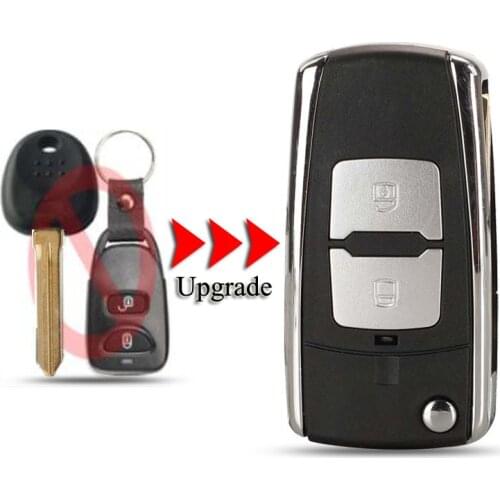Kutery Upgrade Folding Car Key Shell For Kia Sedona For Hyundai Elantra Santa fe Tucson 2Buttons Remote Key Case Fob Cover