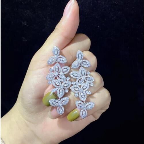 Long drop earring cubic zircon earring 925 sterling silver fine women jewelry for party wedding free shipping elegant