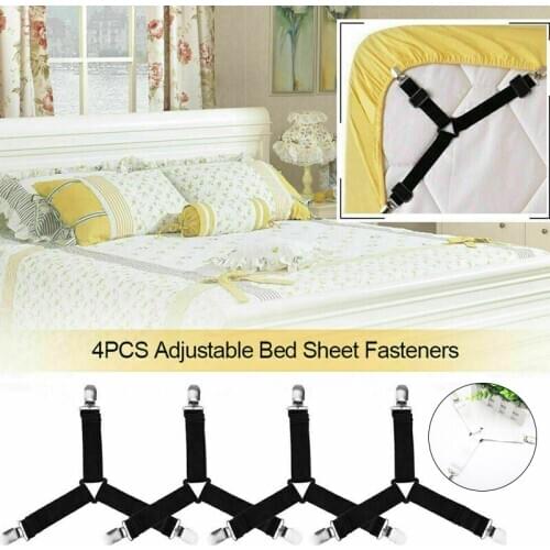 4Pcs/Set Bed Sheet Clip Elastic Bed Sheet Grippers Belt Fastener Mattress Cover Blankets Holder Non-slip Clip Gripper Gadgets