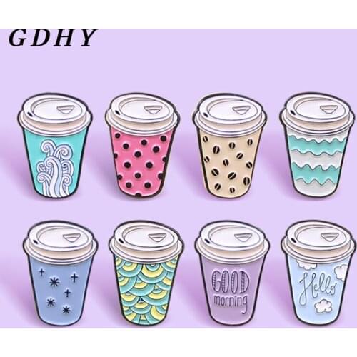 GDHY Coffee Beverage cup Enamel Pin Speckled wave pattern Colorful Coffee life lovers badge brooch Lapel pin Jewelry for Friends