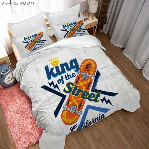 2/3 Pieces Fashion Skateboard Bedding Set Colorful Cartoon Duvet Cover Twin Single Queen Bed Cover Sets Home Bed Quilt Cover